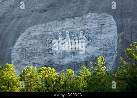 GA00175-00..LA GEORGIA - bassorilievi carving della guerra civile i leader su Stone Mountain vicino ad Atlanta. Foto Stock