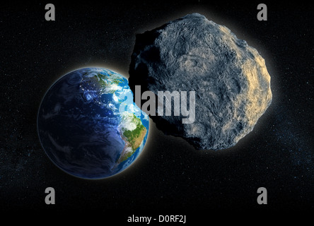 Grande asteroide in chiusura sulla terra Foto Stock