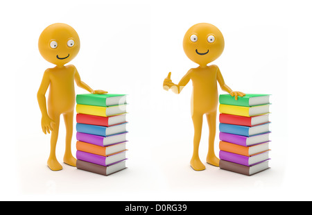 Carattere Smiley con libri Foto Stock