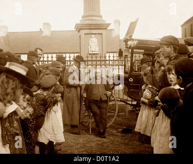 Ballyclare May Fair Street dentista periodo Vittoriano Foto Stock