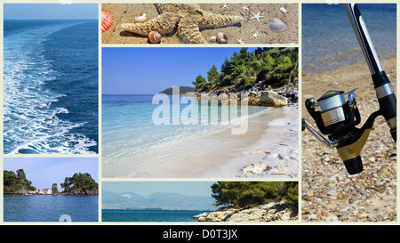 Collage di belle spiagge greche Foto Stock