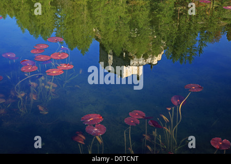 Viaggi, geografia, Europa, Svizzera, Grigioni, Grigioni, Engadina Bassa Engadina, Tarasp, riflessione, Castello, Lago, Watersid Foto Stock
