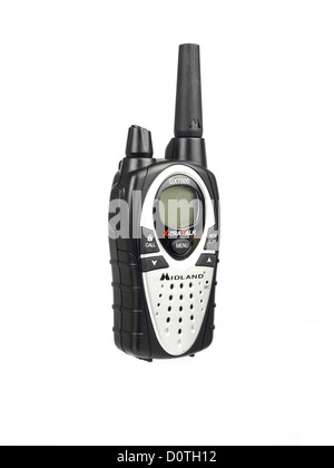 Midland walkie talkie isolati su sfondo bianco Foto Stock