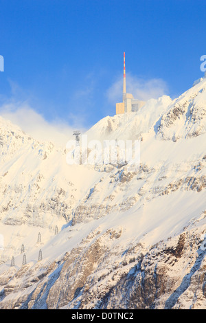 Nel 2502 m, Alp, Alpi Alpstein, area Alpstein, antenna, Appenzell, vista montagna, panorama di montagna, cima, massiccio, mount Foto Stock