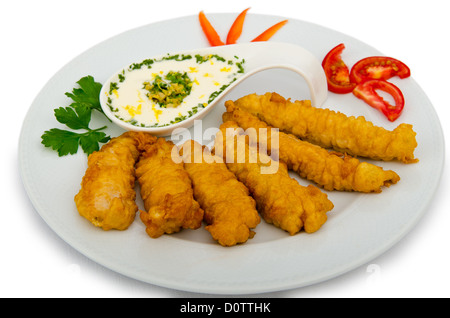 Spiedini di pollo nella piastra Foto Stock