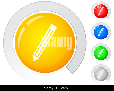 I pulsanti di cerchio con la matita. Illustrazione Vettoriale. Foto Stock