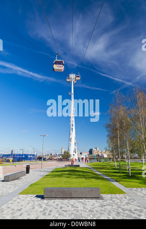 Tubazione dell'aria emirates funivia, Londra, Inghilterra Foto Stock