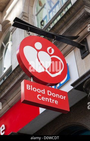 Donatore di Sangue accesso al centro di Londra, Regno Unito Foto Stock