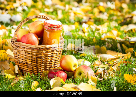 La marmellata di mele in vaso Foto Stock