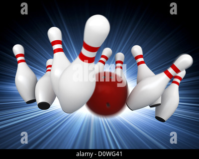 Colpo di bowling Foto Stock