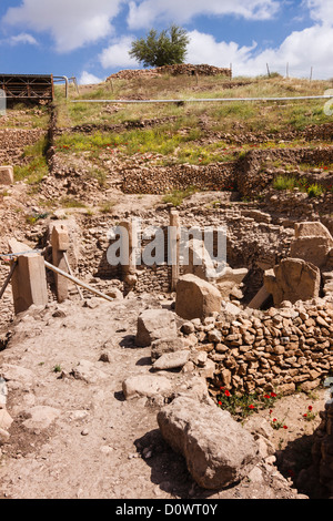 Sito archeologico di Gobekli Tepe, il più antico conosciuto uomo-realizzata struttura religiosa. Sanliurfa, a sud-est della Turchia Foto Stock