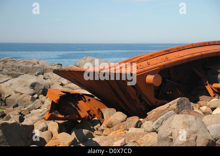 D.T. Sheridan naufragio sito, Lobster Cove, Monhegan Island, Maine Foto Stock