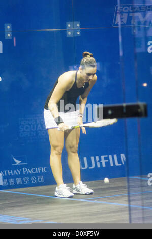 Donne finali di Cathay Pacific Sun Hung Kai Financial Hong Kong Squash Open 2012. Nicol David vs Camille Serme. Foto Stock