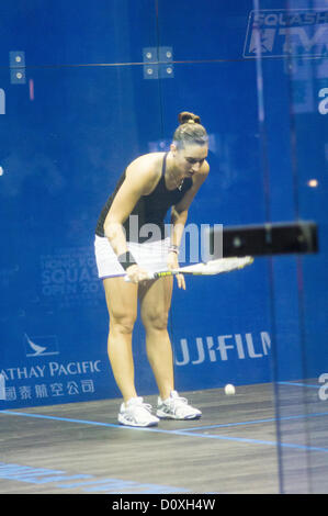 Donne finali di Cathay Pacific Sun Hung Kai Financial Hong Kong Squash Open 2012. Nicol David vs Camille Serme. Foto Stock