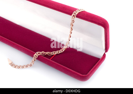 Bracciale in oro rosso in confezione regalo Foto Stock