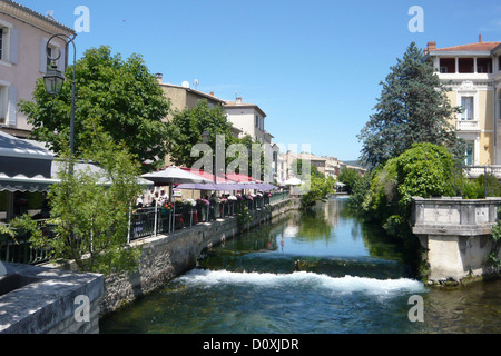 Francia, Europa, Provenza, l'Isle sur la Sorgue, Vaucluse, fiume, flusso, idilliaco Foto Stock