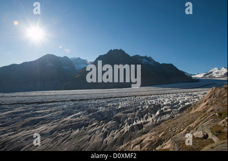 Geisshorn, grandi piedi horn, Rothorn, Rotstock, ghiacciaio di Aletsch, ghiaccio, Europa, ghiacciaio, Vallese, grande ghiacciaio di Aletsch, glaci Aletsch Foto Stock