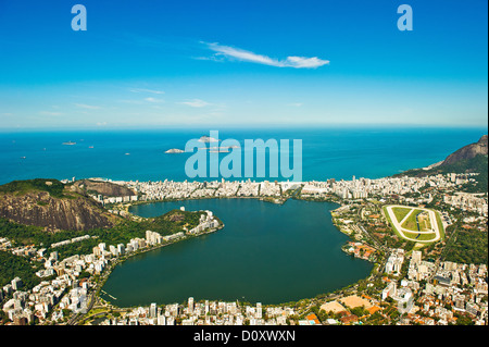 Vista aerea della Lagoa Rodrigo de Freitas, Rio de Janeiro, Brasile Foto Stock