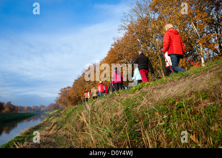 Gruppo di escursionisti senior facendo sport all'aperto Foto Stock