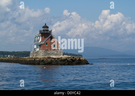 Rockland frangiflutti del porto faro Foto Stock