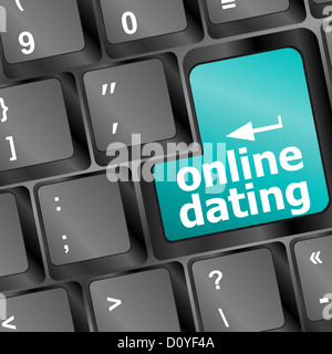 Online dating pulsante sulla tastiera del computer che mostra il concetto di amore Foto Stock