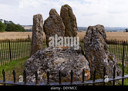 Whispering Knights, parte dell'Rollright gruppo di pietre in piedi in Oxfordshire, Inghilterra Foto Stock