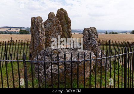 Whispering Knights, parte dell'Rollright gruppo di pietre in piedi in Oxfordshire, Inghilterra Foto Stock