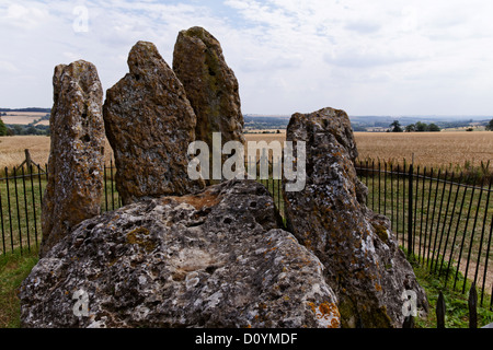 Whispering Knights, parte dell'Rollright gruppo di pietre in piedi in Oxfordshire, Inghilterra Foto Stock