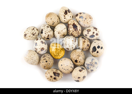 Uno d'oro uovo di quaglia Foto Stock