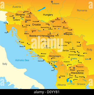 Mappa dei Balcani Foto Stock