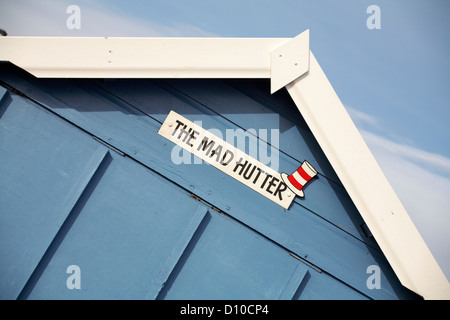 Dettaglio del rifugio Mad Hutter a Calshot, vicino Southampton, Hampshire Regno Unito nel mese di novembre Foto Stock