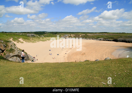 Ampia Oasi Beach dalla scogliera Bosherton Pembrokeshire Wales UK Foto Stock