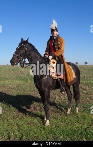 Maresciallo francese a cavallo prima della battaglia di Jena-Auerstedt in Germania Foto Stock