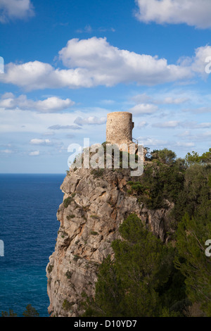 Torre di avvistamento Torre del Verger in Banyalbufar, Mallorca, Spagna Foto Stock