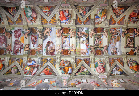 La Cappella Sistina di Michelangelo, Vaticano, Roma, Italia Foto Stock