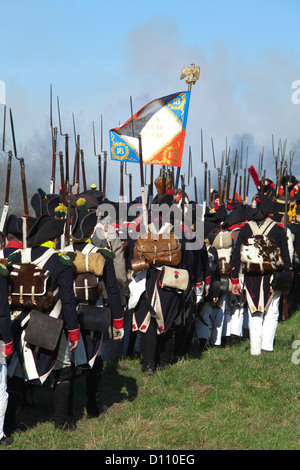 Soldati francesi a capo per il campo di battaglia di Jena, Germania Foto Stock