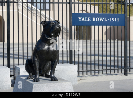 La Yale Bulldog nella parte anteriore della tazza di Yale, Yale University, New Haven CT Foto Stock