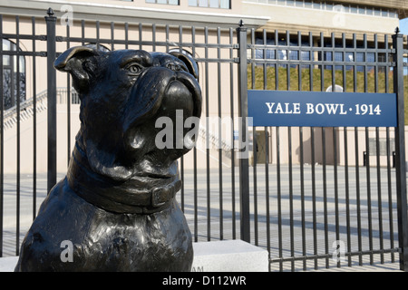 La Yale Bulldog nella parte anteriore della tazza di Yale, Yale University, New Haven CT Foto Stock