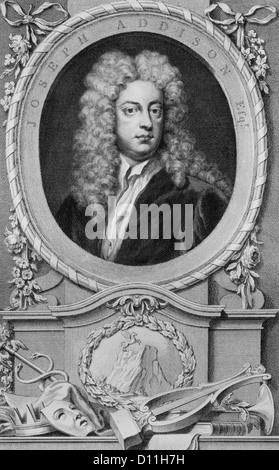 Ritratto di incisione JOSEPH ADDISON saggista inglese poeta politico 1672-1719 Foto Stock