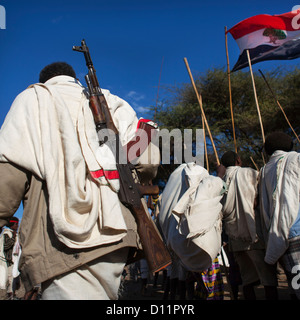 Tribù Karrayyu durante la cerimonia Gadaaa, Metahara, Etiopia Foto Stock