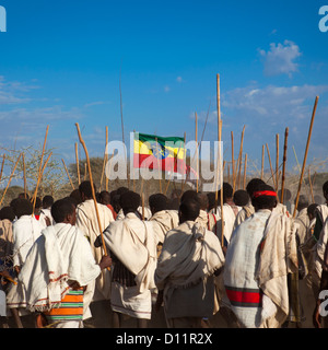 Tribù Karrayyu durante la cerimonia Gadaaa, Metahara, Etiopia Foto Stock