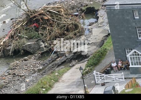 Conseguenze del Boscastle inondazioni nel 2004. Foto Stock