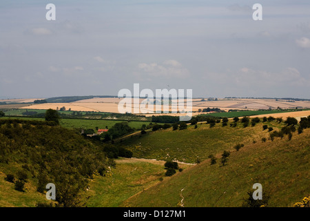 Asciugare gesso Valley vicino a Thixendale Yorkshire Wolds East Yorkshire Inghilterra Foto Stock