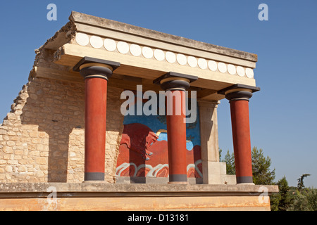 Knossos: Ingresso Nord con la carica di Bull affresco Foto Stock