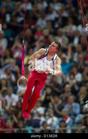 Jonathan Horton (USA) Concorrenti sul ring durante gli Uomini Squadra Finale a t egli Olimpiadi estive, Londra 2012 Foto Stock