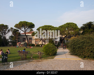 Università Boğaziçi Istanbul Turchia, campus prato in tardo pomeriggio Foto Stock