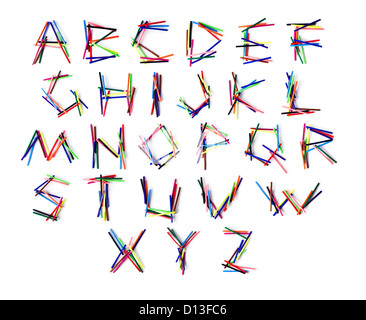 Alfabeto latino lettere dal set di colorate pennarello Foto Stock