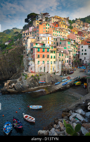 Città di Rio Maggiore in Italia del Parco Nazionale delle Cinque Terre Foto Stock