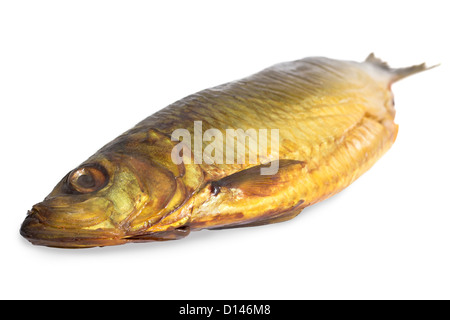 Pesce affumicato isolati su sfondo bianco Foto Stock