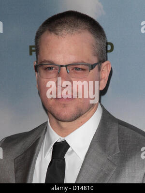 MATT DAMON Terra promessa PREMIERE WEST HOLLYWOOD CALIFORNIA USA 06 Dicembre 2012 Foto Stock